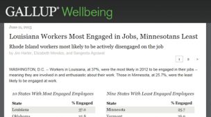 Louisiana Workers Most Engaged