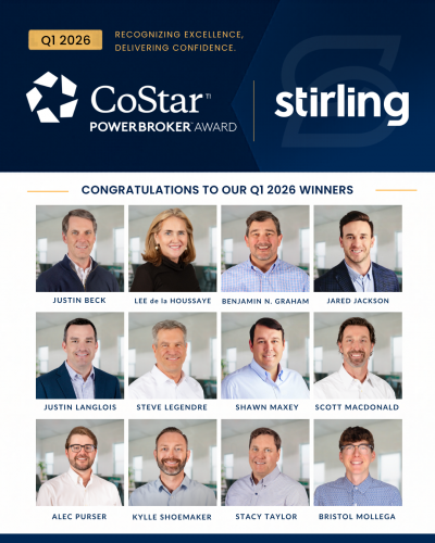 Stirling Advisors Recognized with Q1 2026 CoStar PowerBroker Awards